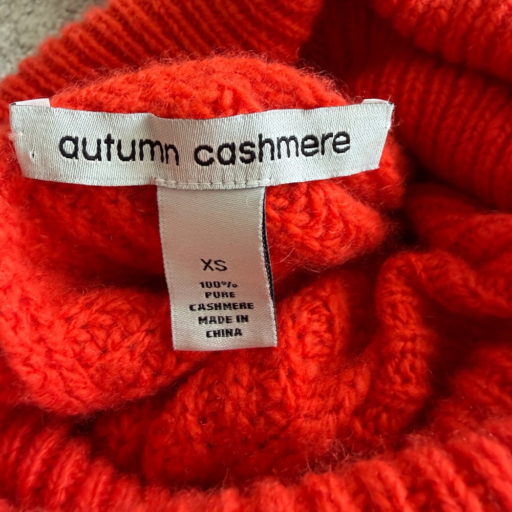 Autumn Cashmere Koi Orange 100% Cashmere Oversized Turtleneck Sweater XS - Picture 5 of 11